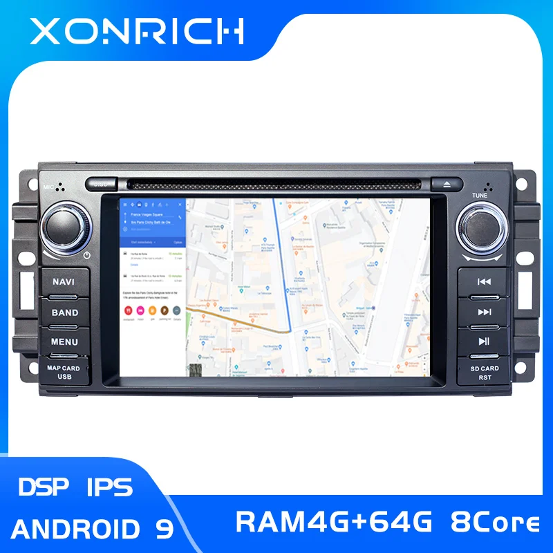 4G 64G DSP Android 9,0 Автомобильный мультимедийный dvd-плеер GSP стерео для Chrysler/300C/jeep/Compass/Dodge/Grand/Cherokee Автомагнитола OBD2