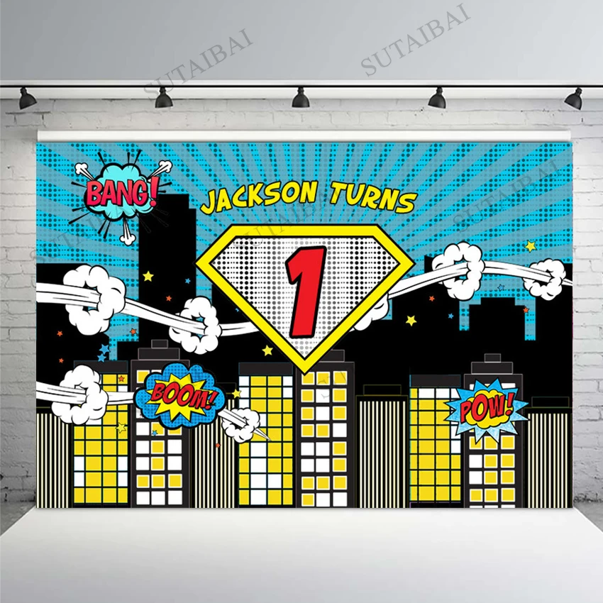 

Super Hero Night City Building Baby Shower Birthday Party Backdrop Custom Photography Background fFor Photo Studio Photophone