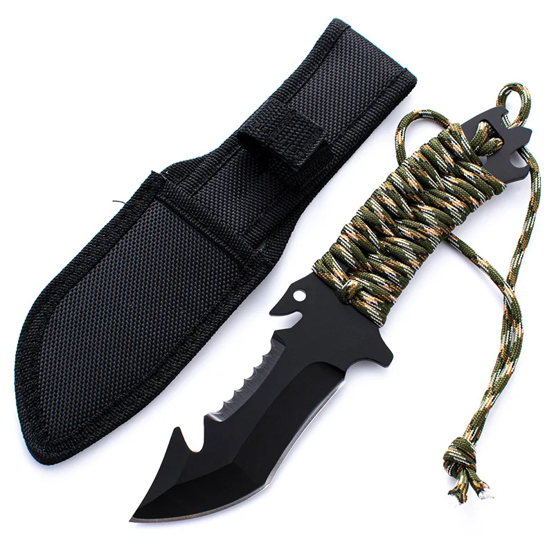 

Dropship 3CR13 Stainless Steel Fixed Blade Knife Integrated Steel Wild Survival Knife Outdoor Camping diving knife Nylon Cover