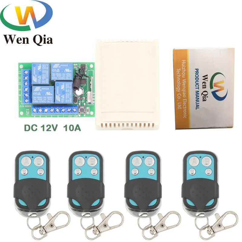 

DC12V 10A 4CH Remote Control Switch Wireless Receiver Relay Module for rf 433MHz Remote Garage\ Lighting\Electric Curtain Switch