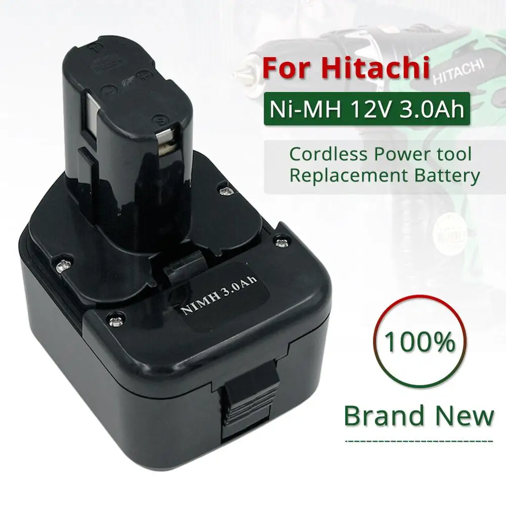 

Сменный аккумулятор Ni-MH 12 В 3,0 А · ч для беспроводного электроинструмента Hitachi EB1214S, EB1214L, EB1230HL, EB1230R, EB1230X, EB1233X