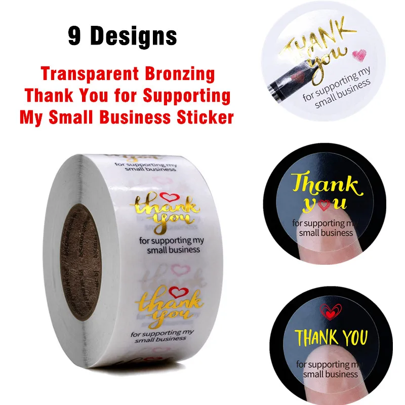 

500 шт Прозрачные "спасибо за поддержку моего маленького бизнеса" наклейки этикетки для печати для коробки для карт посылка конверты прозрач...