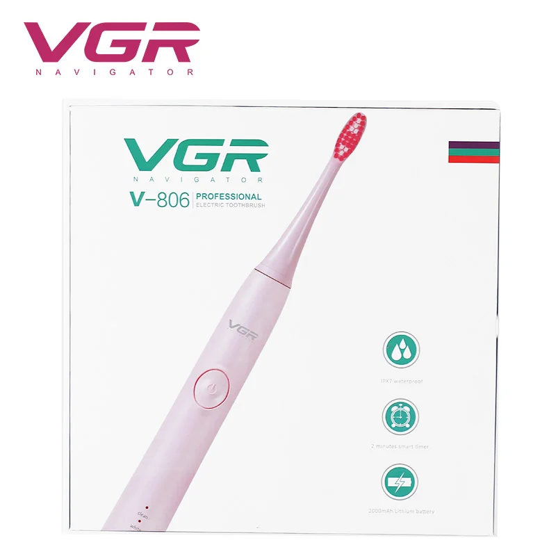 

Vgr V-806 Electric Toothbrush Usb Charging Sound Wave Automatic Smart Toothbrush Adult Waterproof Toothbrush with Replacement To