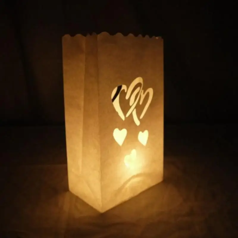 10PCS Wedding Heart Light Holder Paper Lantern Candle Bag Home Romantic Party Decoration Valentine's Day Gifts Supplies | Дом и сад
