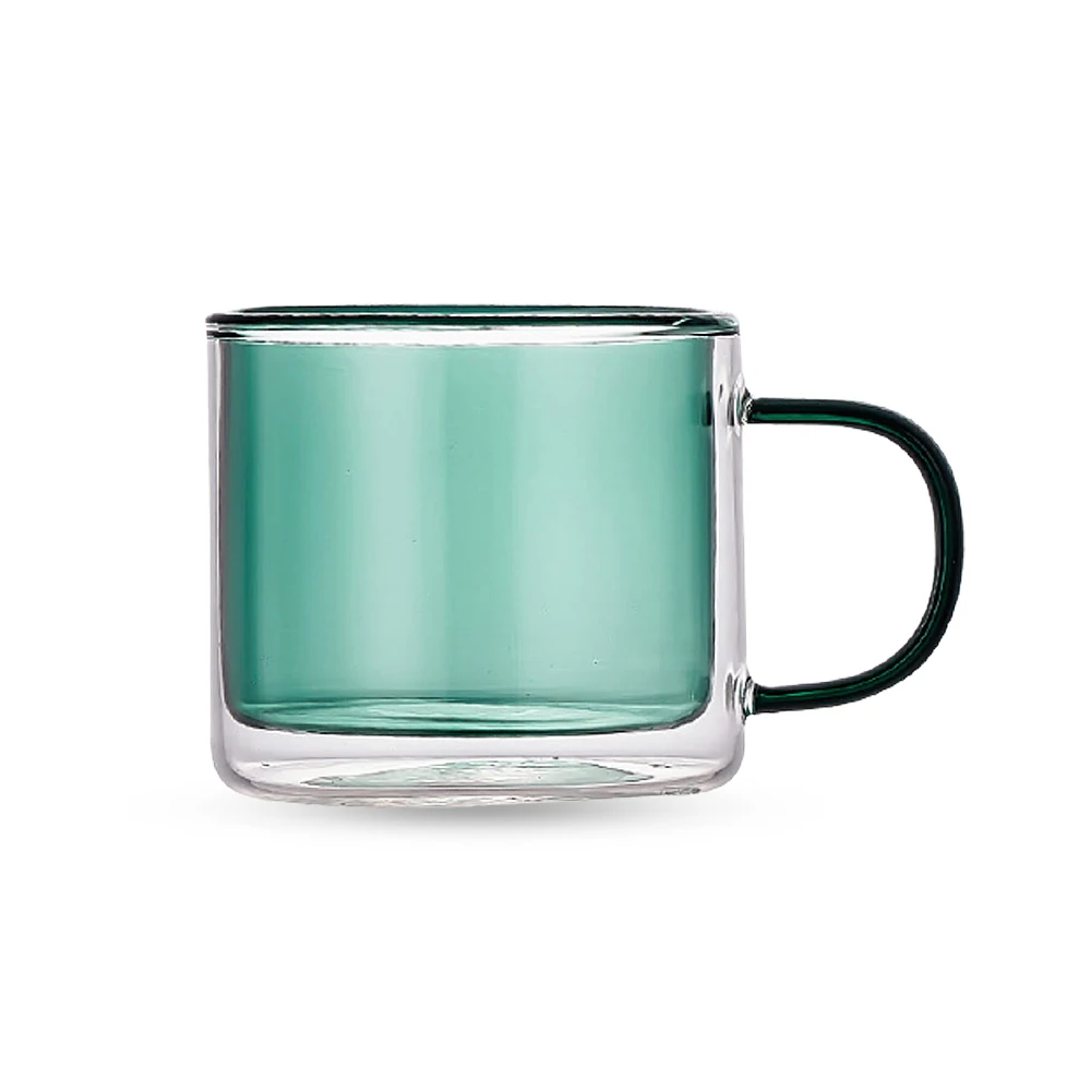 

HPDEAR Transparent Lead-Free Glass Milk Coffee Cup, Green Gray 3.1in 9.2oz, Suitable for Restaurants Hotels and Coffee Shops