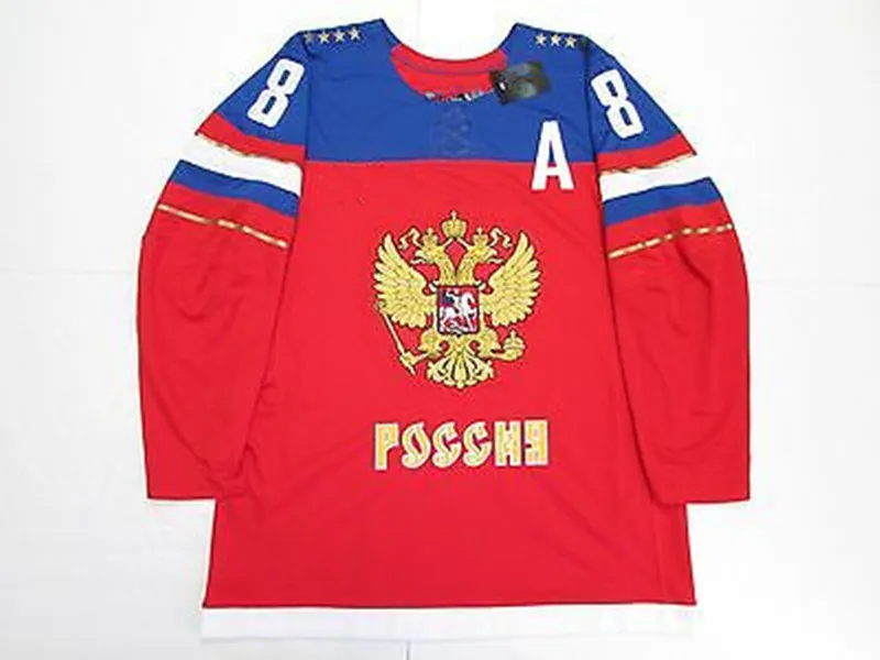 

#8 Alex Ovechkin Russian National Red Hockey Jersey Embroidery Stitched Customize any number and name College Jerseys