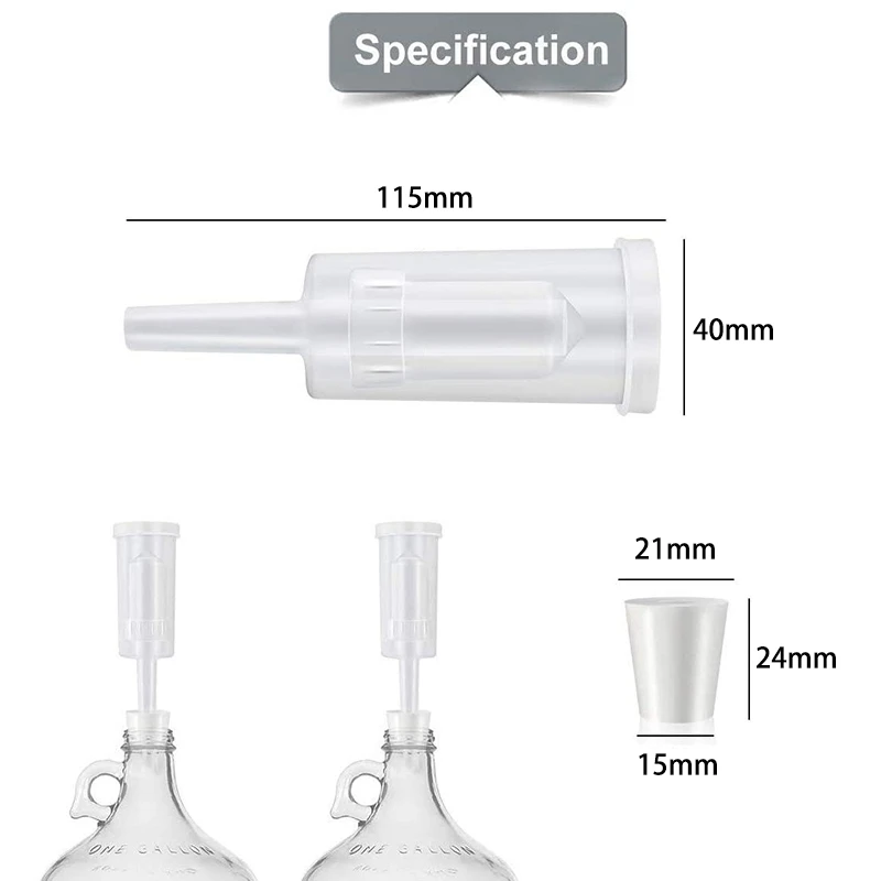 5 упаковок Выпускной уплотнительный клапан с резиновой пробкой Airlock двойной