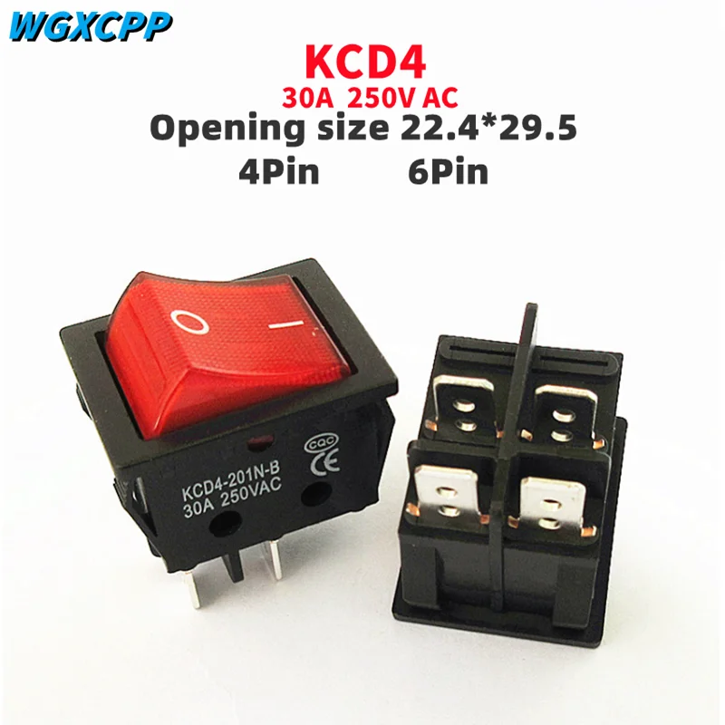 Специально для Eelding машина 30A 250V высокий ток KCD4 22*29 красный Медь рокер Мощность