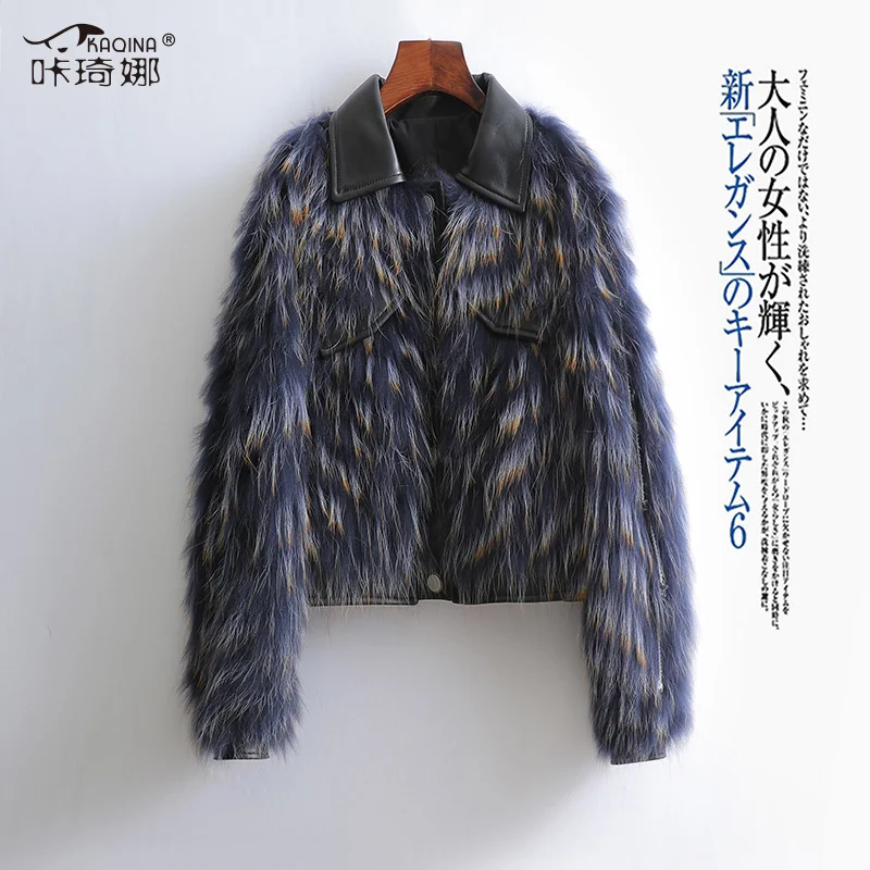 

SHZQ, новинка сезона осень-зима 2021, женское меховое пальто из меха енота, короткое меховое пальто из белого меха енота