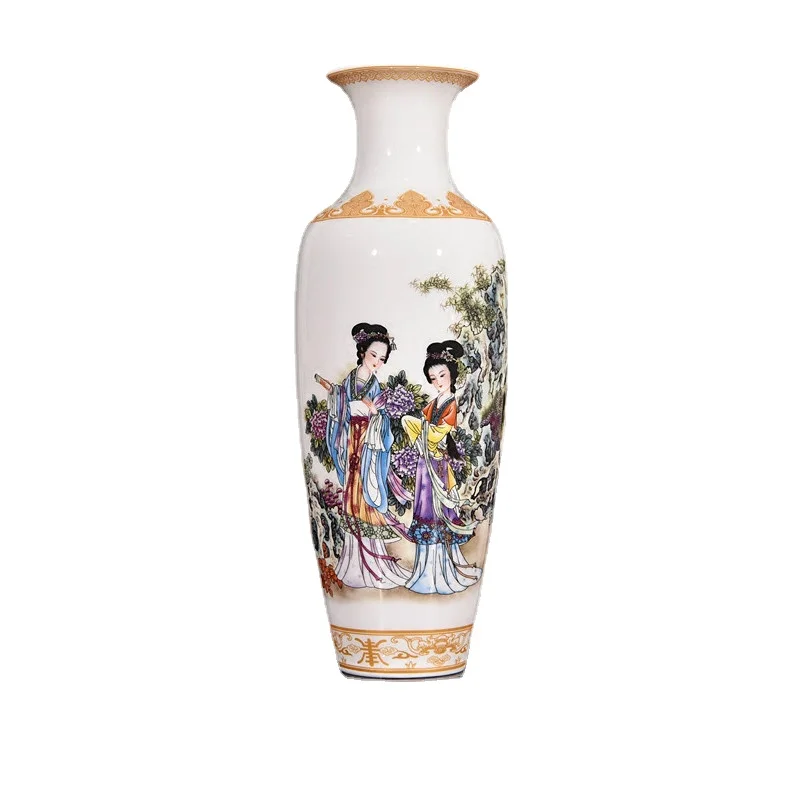 

New Chinese Style Classical Porcelain Vase Home Decoration Jingdezhen Handmade High White Clay Ceramic Vases For Flowers
