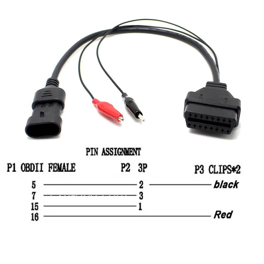 Адаптер диагностического кабеля OBD 3-контактный на 16 контактов для Fiat Alfa Lancia Romeo Obd2