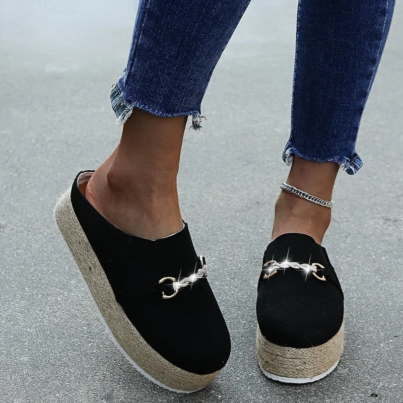 

Туфли женские холщовые на платформе, толстая подошва, плоская подошва, эспадрильи, лоферы, без застежки, повседневная обувь, осень 2021