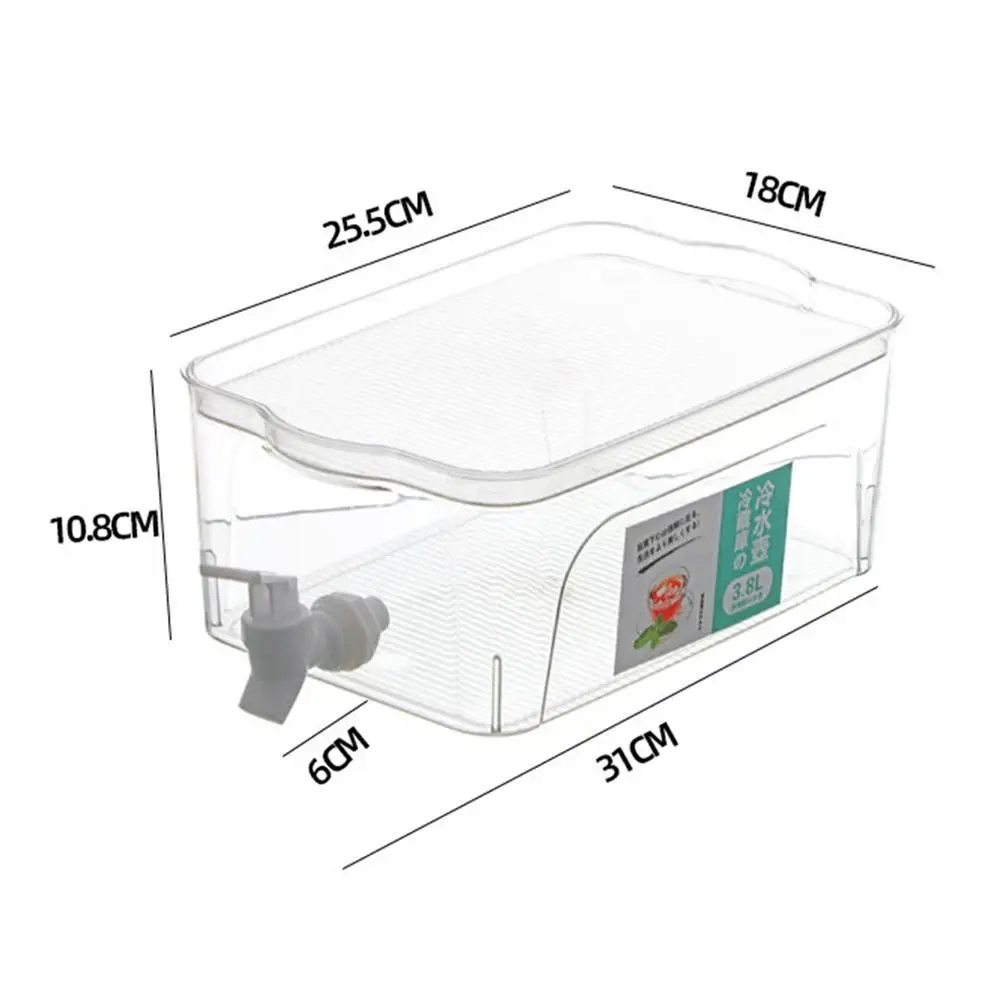 

3.8L High Capacity Beverage Container With Spigot & Lemon Fruit Server Lid Drink Dispenser Refrigerator Drinkware Accessories