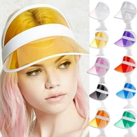 10 color summer pvc sun hats women men candy color transparent empty top plastic adults simple sunscreen outdoor bicycle caps