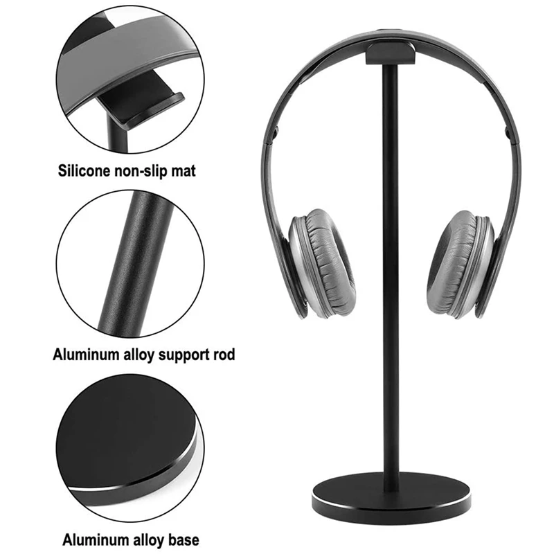 

Aluminum Alloy Headphone Stand Headset Stand for All Headphones Size Headset Holder Hanger with Heavy Base for Desktop