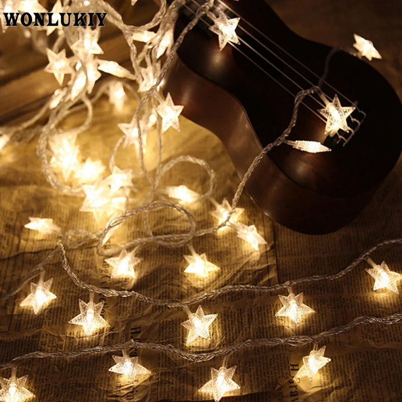 2 м 5 10 светодиодная гирлянда сказочная звезда лампа на батарейках