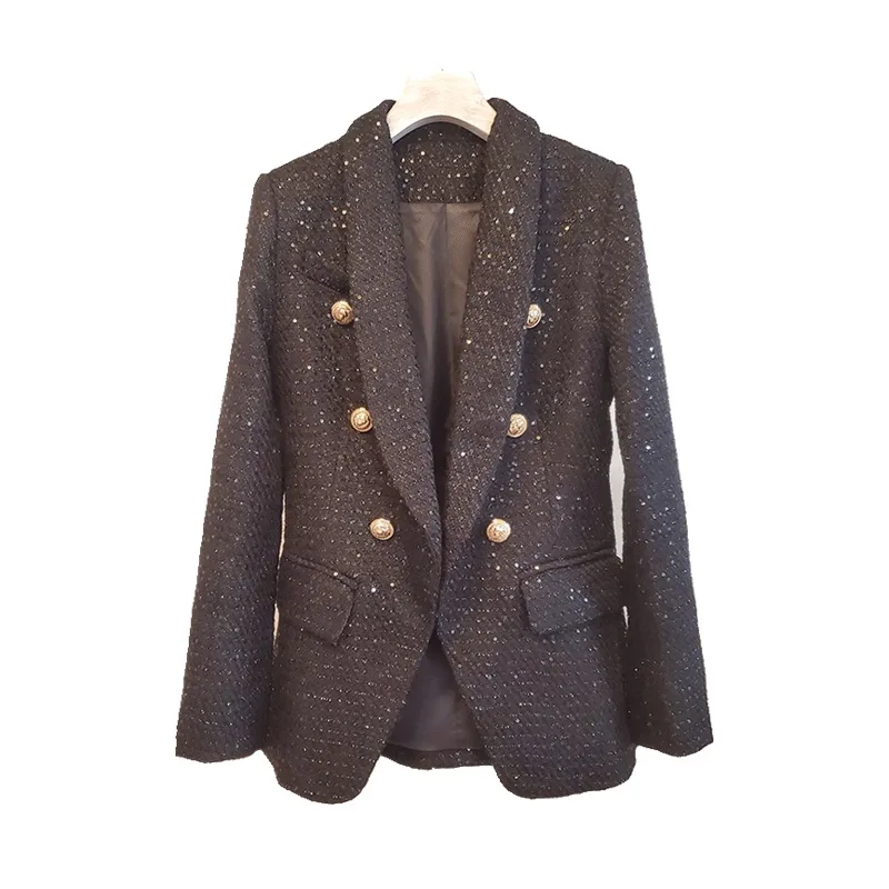 

Tailor Shop Custom Made 2020 Autumn and Winter French Tweed Sequin Temperament Small Fragrance Suit Jacket Women