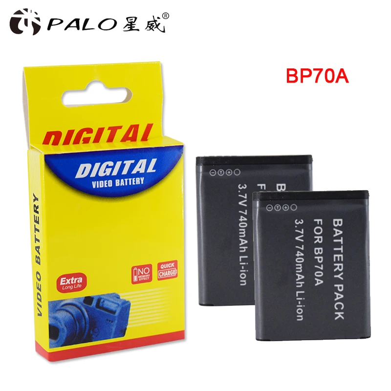 Palo 2 шт. BP-70A EA-BP70A IA-BP70A BP70A Батарея для SAMSUNG AQ100, DV150F, ES65, ES67, ES70, ES71, ES73, ES74, ES75, ES80, MV800