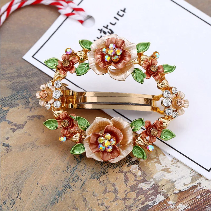 Заколка для волос с эмалью стразы ювелирные изделия женщин|hair jewelry|flower hair jewelryhair