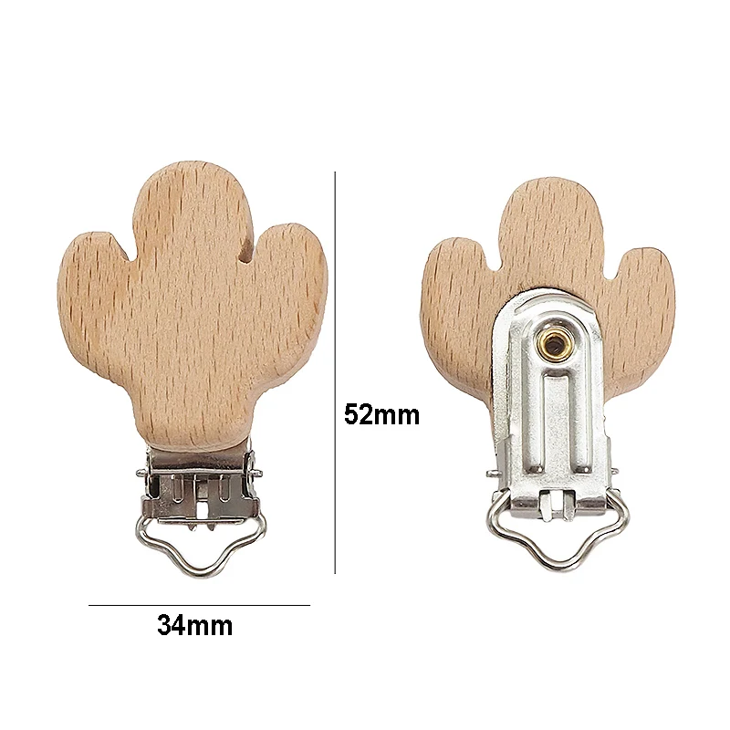 Chenkai-Pinzas de madera para chupete de Cactus, juguete sensorial para la dentici&oacute;n, para beb&eacute;, ecol&oacute;gico, org&aacute;nico, DIY, 5 uds.-4