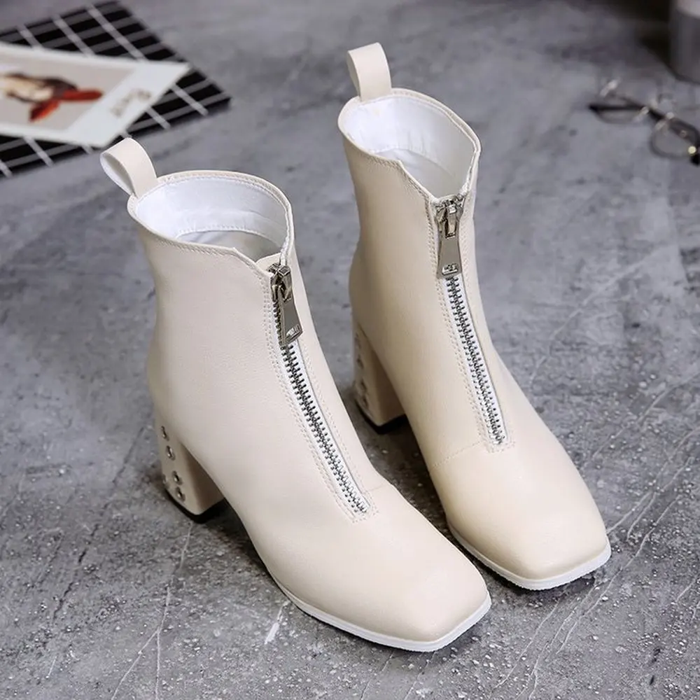 Женские ботинки белые на осень и зиму новинка 2019 британская ветрозащитная обувь