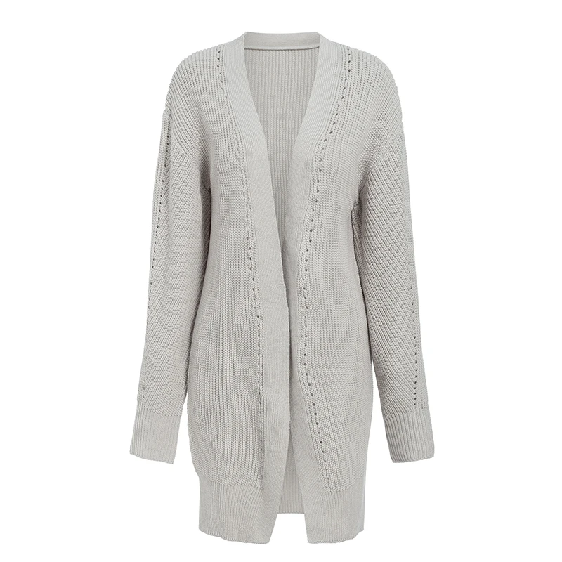 Sollinarry/зимние женские повседневные свитера, кардиган серого цвета, Свободные Элегантные вязаные кардиганы для женщин, осенние кардиганы, куртки в винтажном стиле