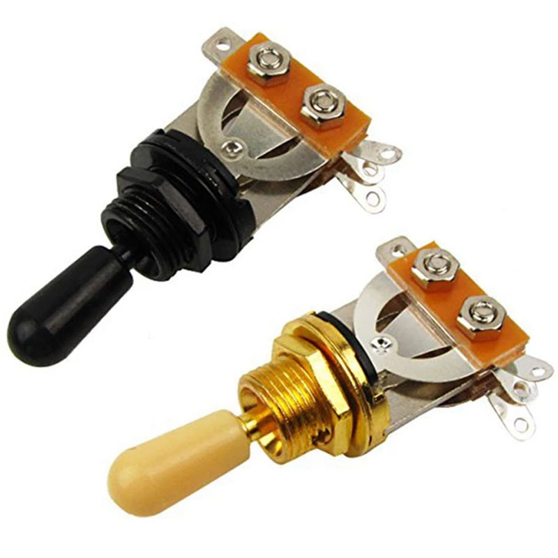 

4X Metric 3 Way Short Straight Guitar Toggle Switch Pickup Selector Gold & Beige/Silver & Black