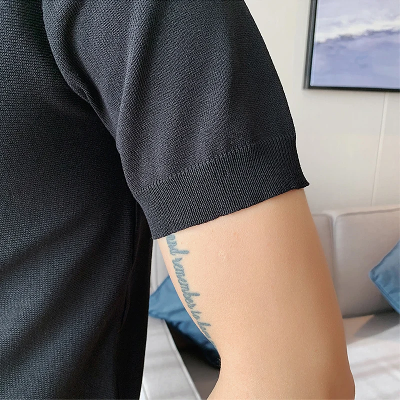 

2021 New Men's POLO Knitwear Color Block Short Sleeve Polo Shirt Comfortable Breathable Fashion Lapel Top