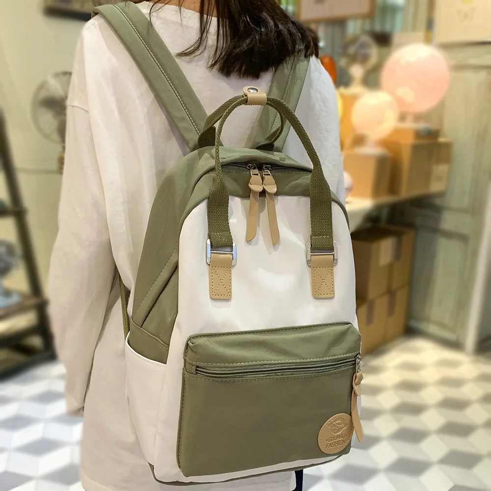 

Backpack Ladies Handle Women Cute College Student School Bag Small Book Kawaii Backpack Girl Fashion Waterproof Nylon Bag Female
