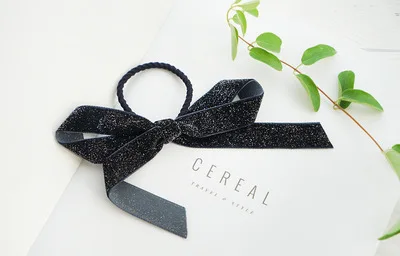 

1pc Women Velvet Ribbon Bow Streamer Scrunchies Hair Rope Tie Elastic Hair Bands Ponytail Holder Girls Hair Accessories