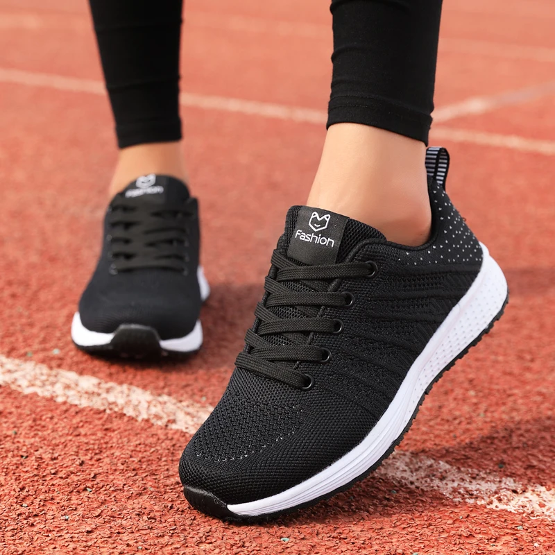 2020 женская повседневная обувь модная дышащая прогулочная сетчатая шнуровка