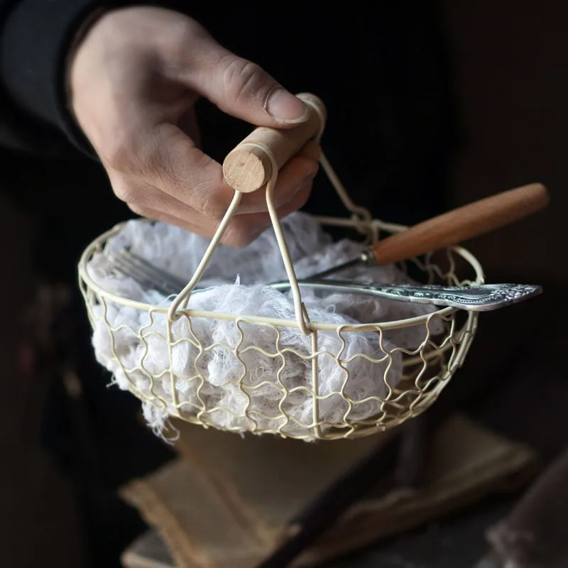 Старинная корзина для хранения KINGLANG из кованого железа кухонная фруктов и хлеба