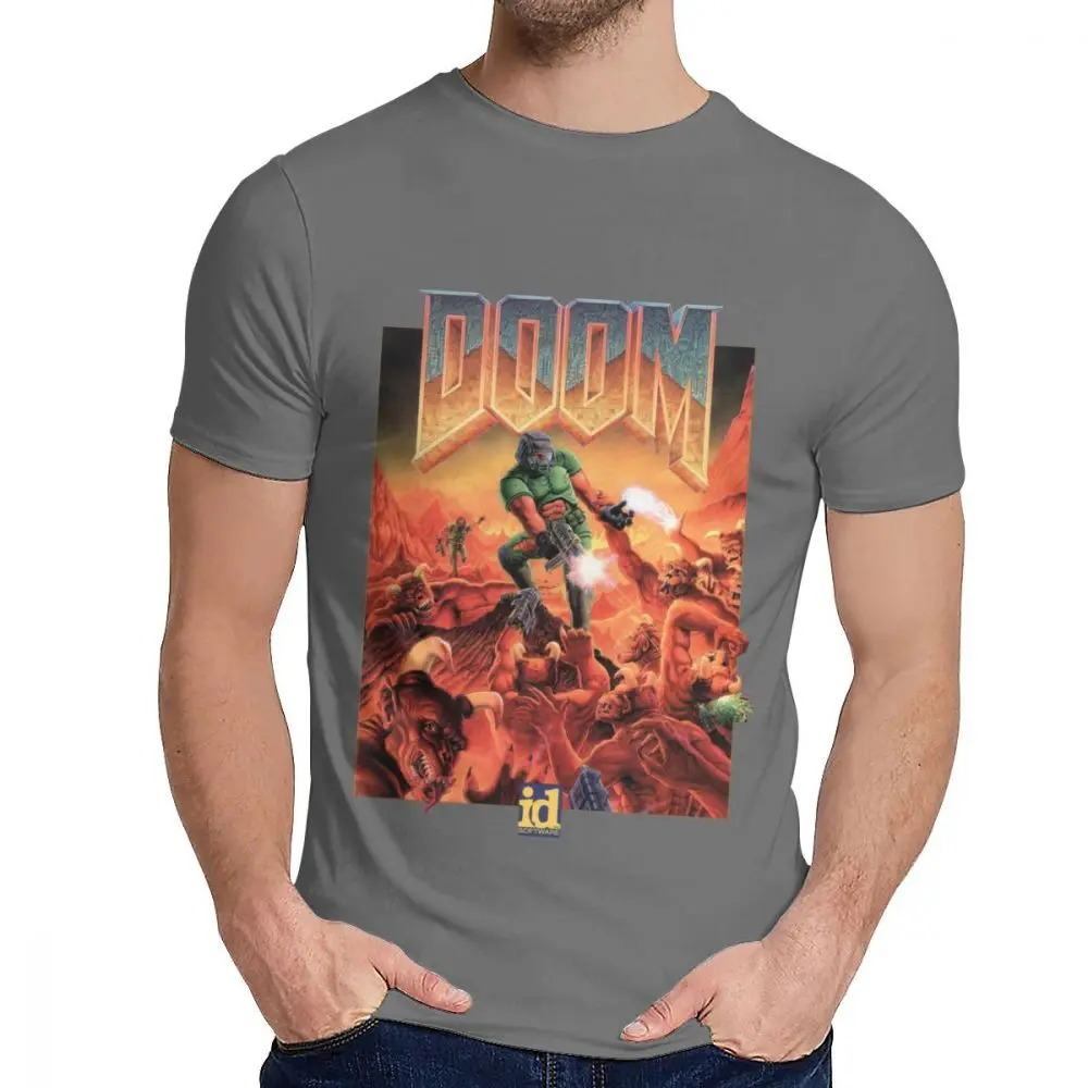 Picture Custom Doom II Hell On Earth 1994 T Shirt For Male Summer Cool Man Cotton T Shirt S-6XL - Цвет: Темно-серый
