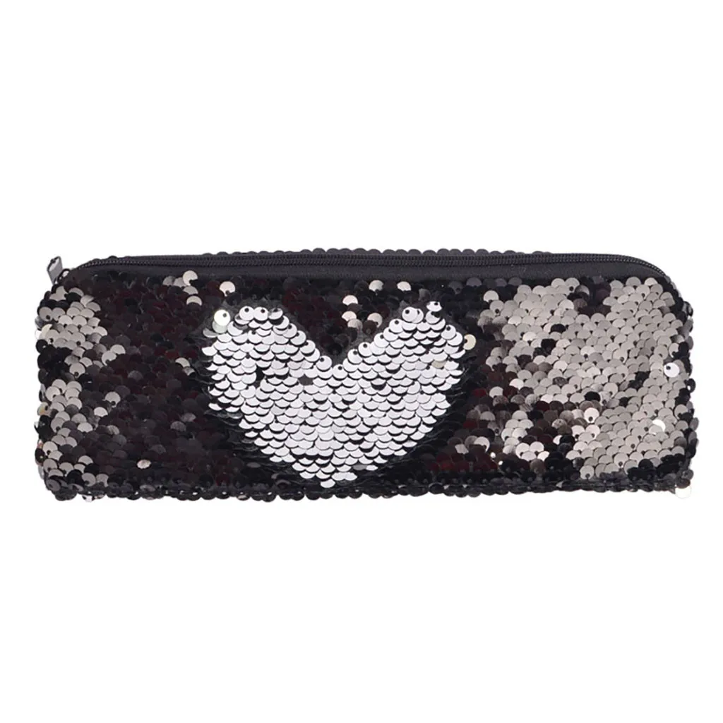 Женская косметичка с блестками цветная двухсторонняя на молнии кошелек для