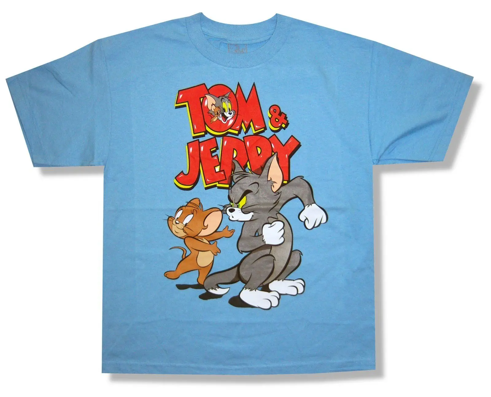 Том Джерри красный логотип синяя мужская футболка новый мультфильм Youth X Большой