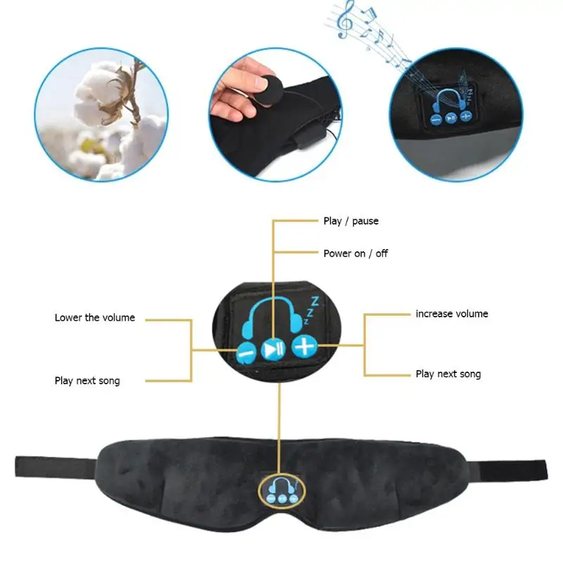 Bluetooth беспроводные стерео наушники 3D маска для сна головная повязка мягкие глаз