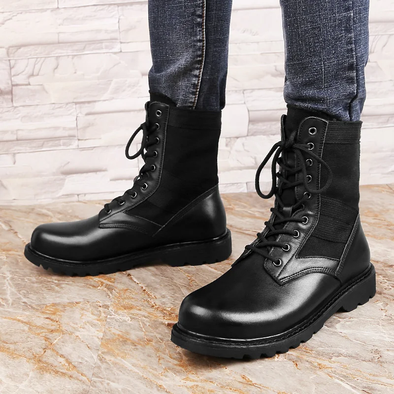 

Men Shoes Genuine Leather Men Ankle Boots outdoor Fashion Black Shoes big size 48 plush Fur Winter Men snow Boots Warm Shoes