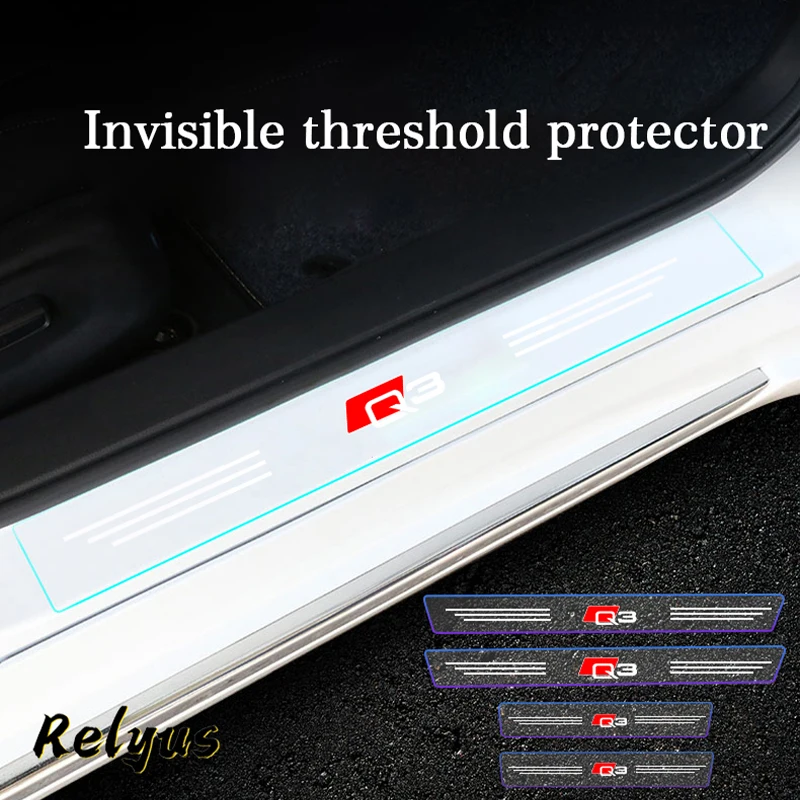 

4Pcs Car Threshold Cover Door Sill Protector Stickers Transparent Paint Protection Film For Audi Q3 F3B 8UB 8UG Accessories 4Pcs