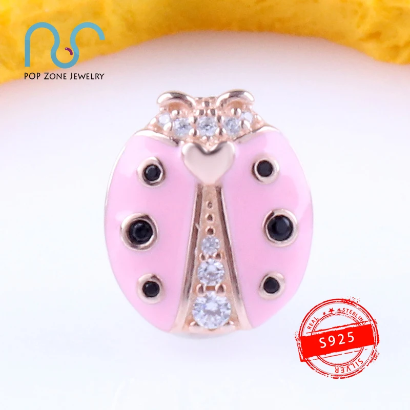 

Fit Original Brand Pandora Charm Bracelet Clamps S925 Sterling Silver REFLEXIONS Ladybug Beads Luxury Fashion Women Jewelry Gift