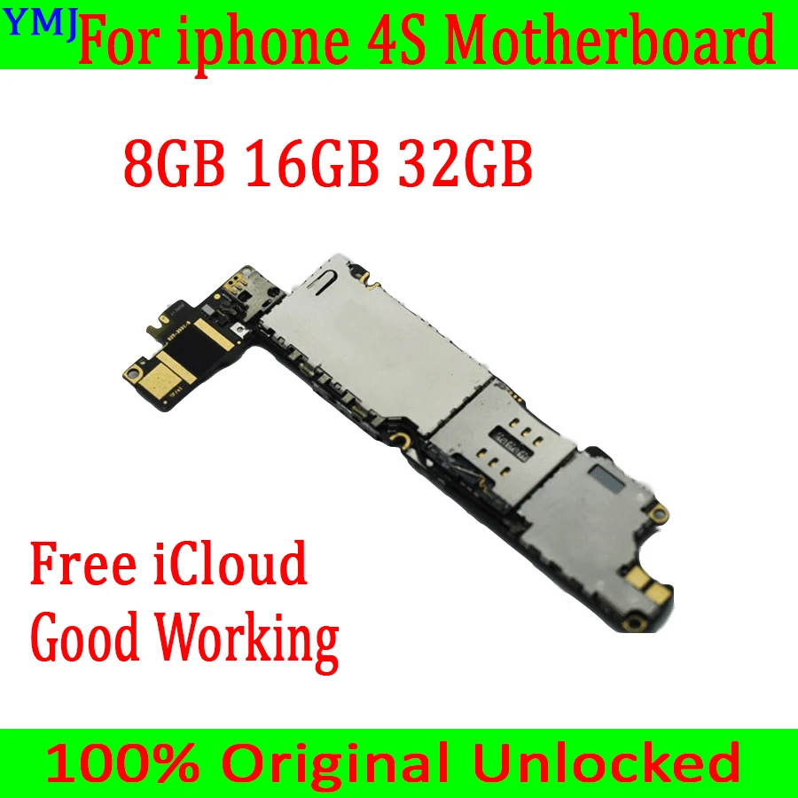 С системой IOS для iphone 4S материнская плата с чистым iCloud, оригинальная разблокированная для iphone 4S материнская плата с полным чипом