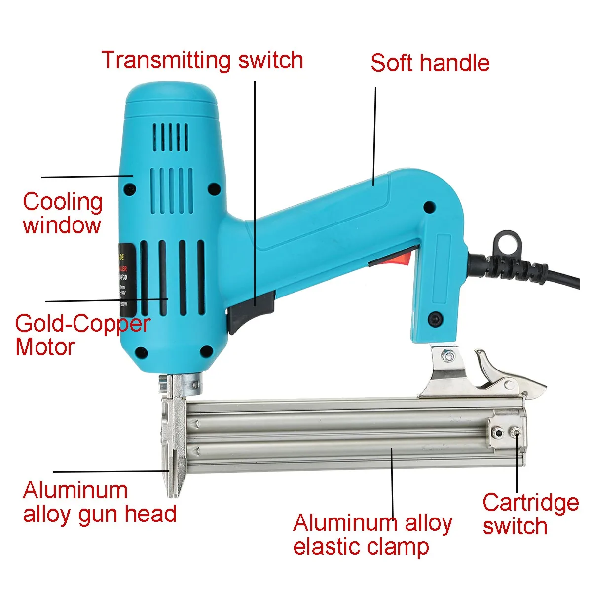 

1800W 220V Multifunction Electric Nail Gun Nail Stapler Nails F30 Carpentry Electric Straight Nail Gun Woodworking Tools