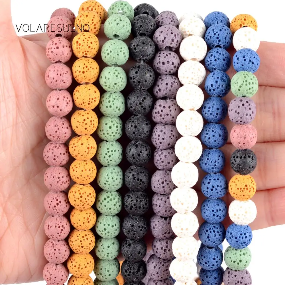 Натуральный Синий лавовый камень круглые бусины россыпью для изготовления