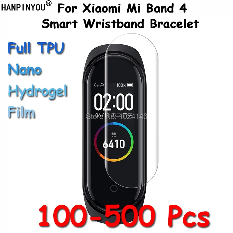 

100Pcs/Lot For Xiaomi Mi Band 4 Smart Wristband Bracelet Clear Soft TPU Nano Hydrogel Film Screen Protector (Not Tempered Glass)