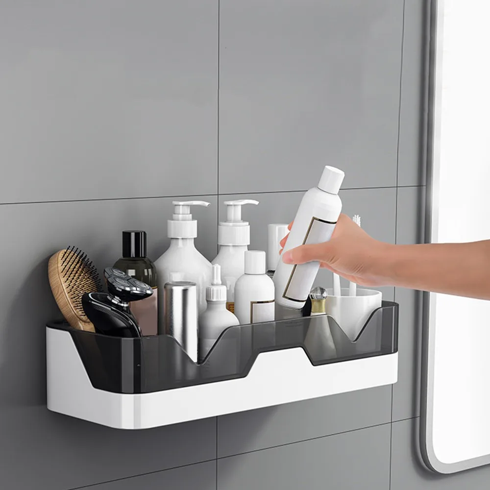 

Bathroom Shelf WC Shampoo Holder Shower Shelves Wall Mount Kitchen Storage Basket Cosmetic Rack Home Organizer Bath Accessories
