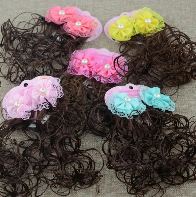 2 шт. завитые волосы для девочек с кружевным бантом заколка волос держатель