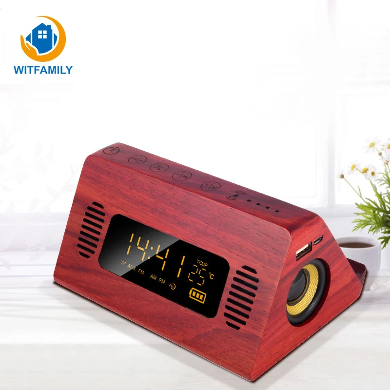 Цифровой Будильник FM Радио Bluetooth динамик телефон зарядка Голосовая трансляция