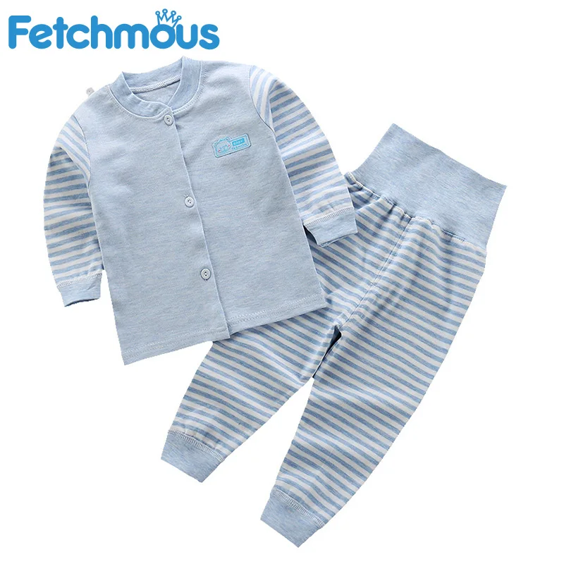 Штаны с высокой талией для младенцев комплект обнимания тела из чистого хлопка