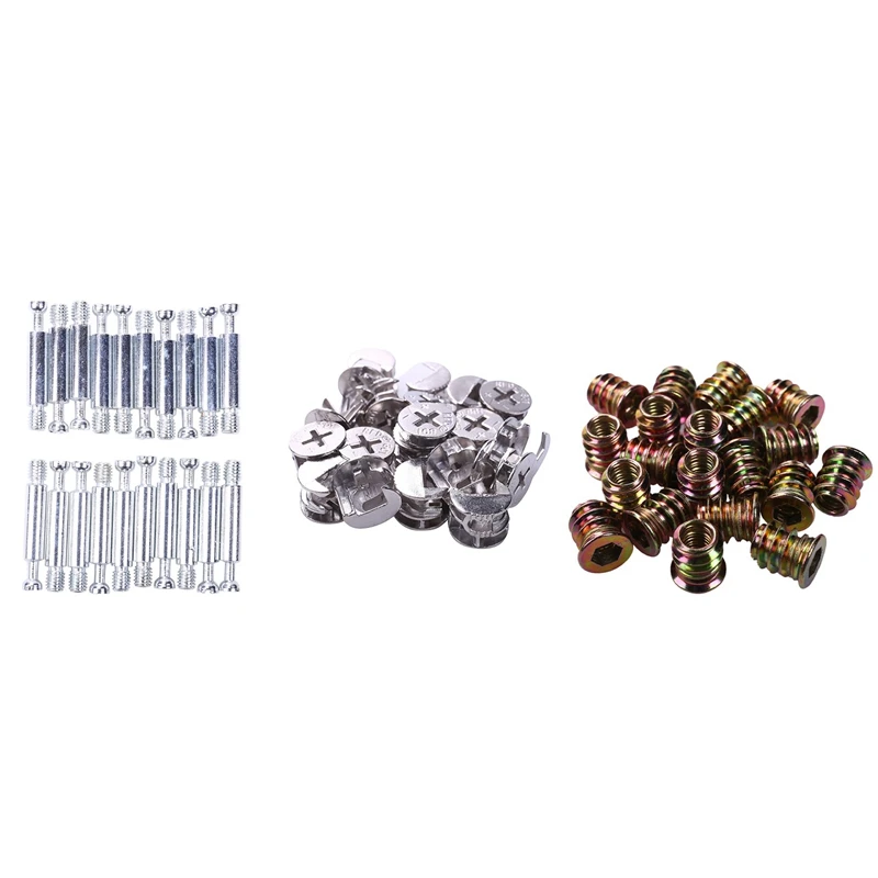 

20Pcs 3In1 M6X40 Furniture Screw Assembled Pieces Kitchen Cabinet Connectors Hammer Nut
