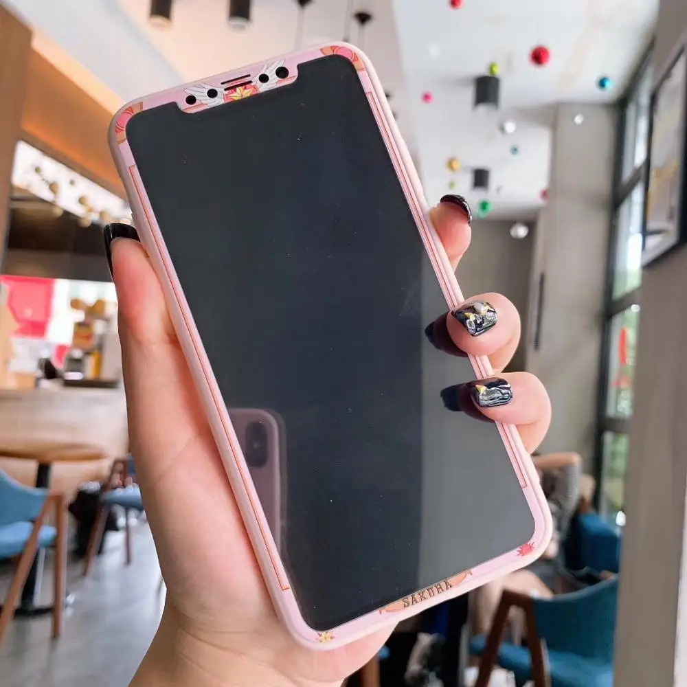 5 8 дюймов для iphone Xs 10 розовый Сакура Мультфильм Мягкий углеродного волокна край