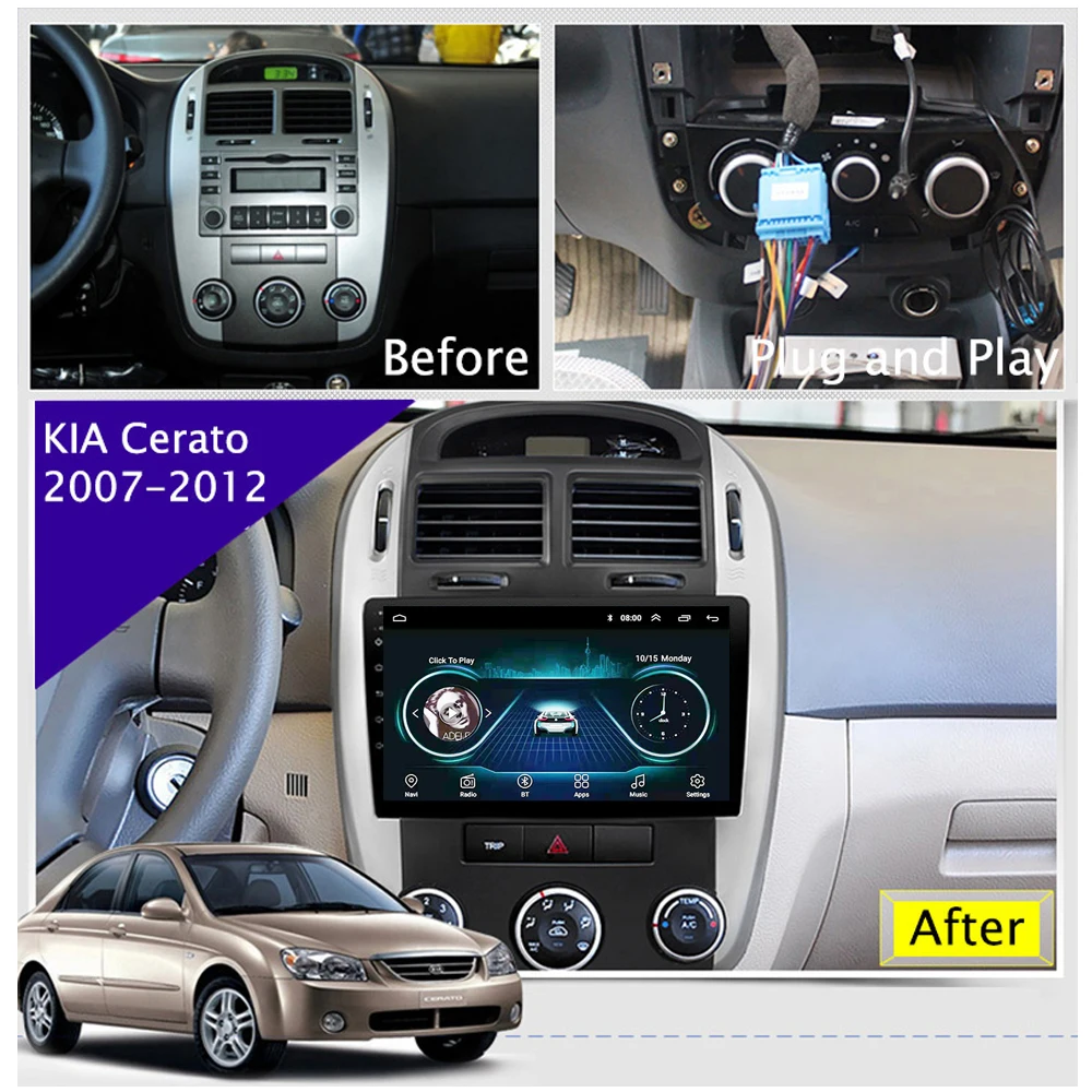 Автомагнитола для Kia Cerato 1 LD с GPS-навигацией мультимедийная система 2004-2012 2.5D экран